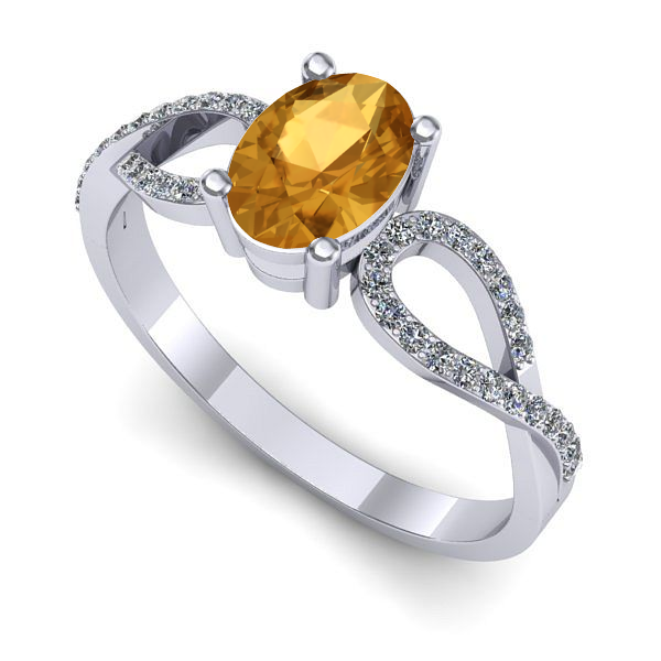 Inel de logodna din aur alb cu citrin