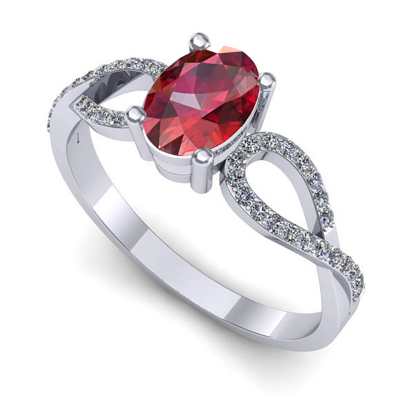 Inel de logodna din aur alb cu rubin