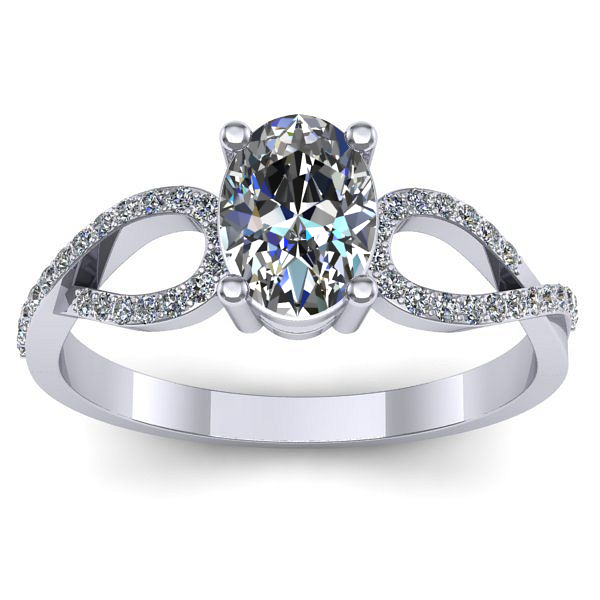 Inel cu safir alb oval