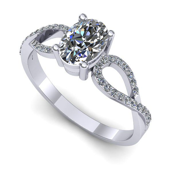 Inel din aur alb cu diamant de laborator