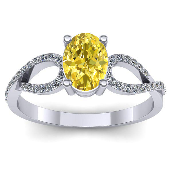 Inel de logodna cu safir galben oval