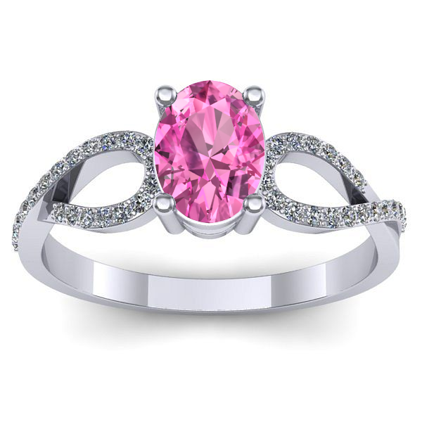 Inel de logodna cu safir roz oval