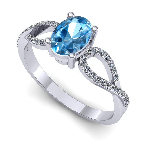 Inel din aur alb cu topaz blue