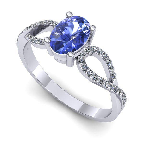 Inel din aur alb cu tanzanit