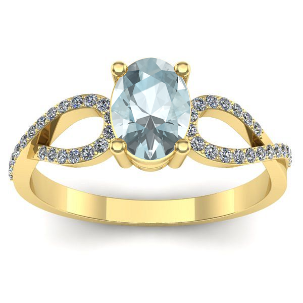 Inel cu aquamarin oval