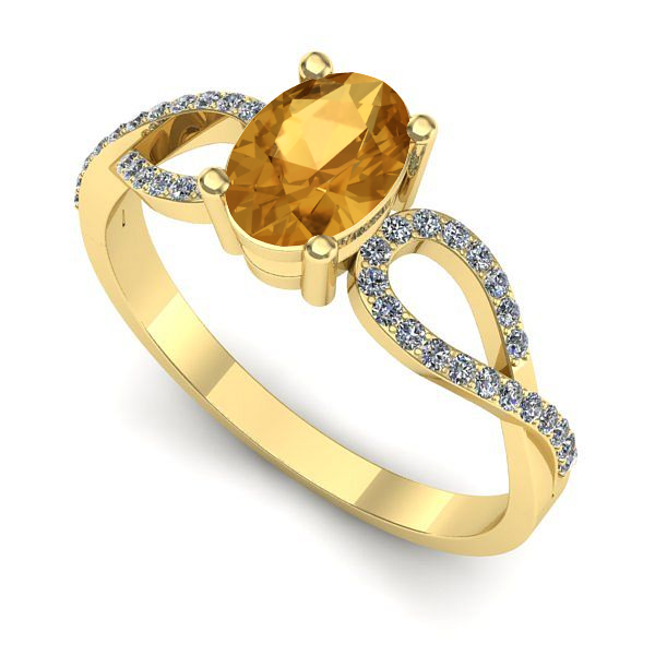 Inel logodna din aur galben cu citrin
