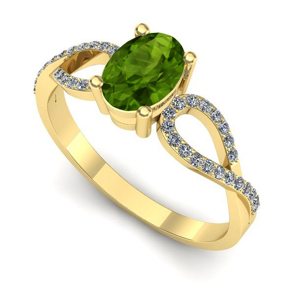 Inel de logodna din aur galben cu peridot