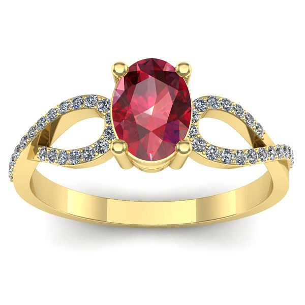 Inel de logodna cu rubin oval