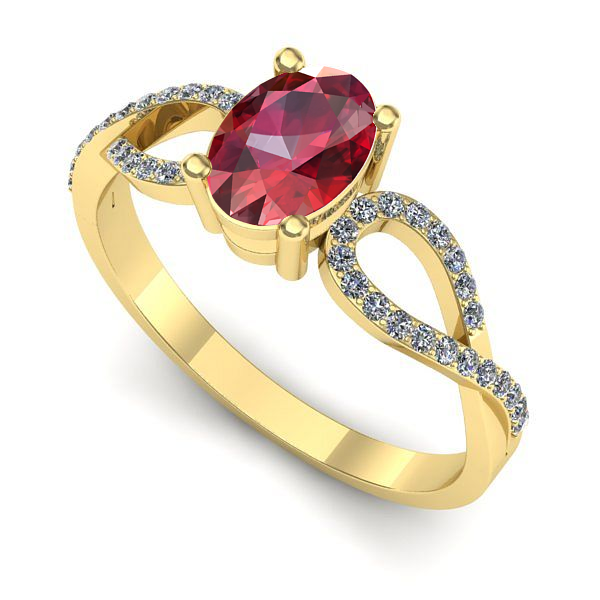 Inel de logodna din aur galben cu rubin