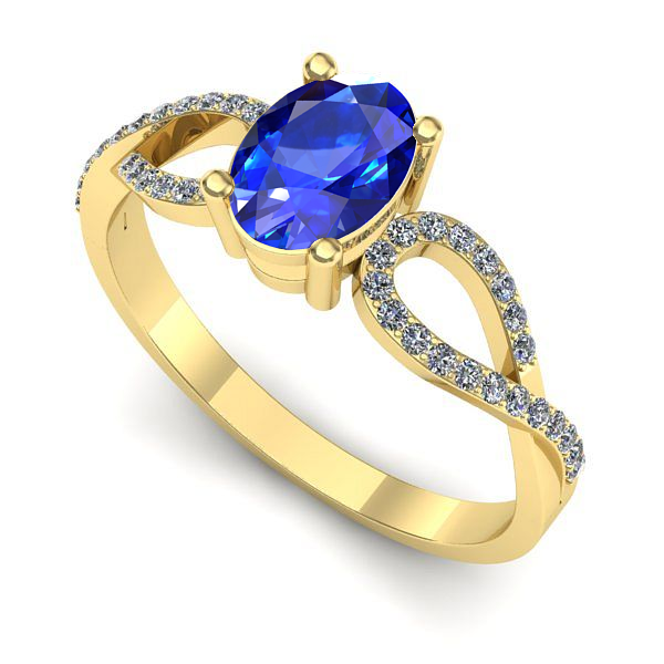 Inel de logodna din aur galben cu safir