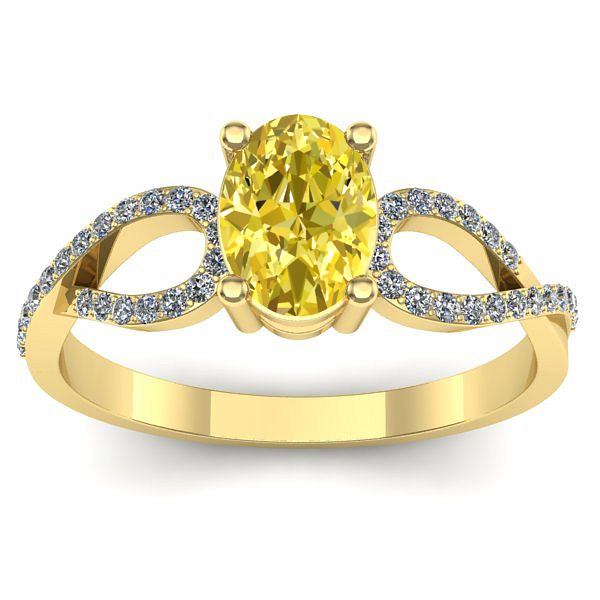 Inel logodna cu safir galben oval