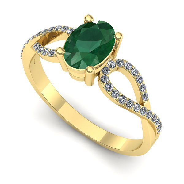 Inel din aur galben cu smarald