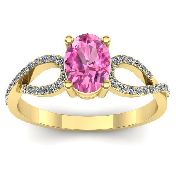 Inel cu safir roz oval