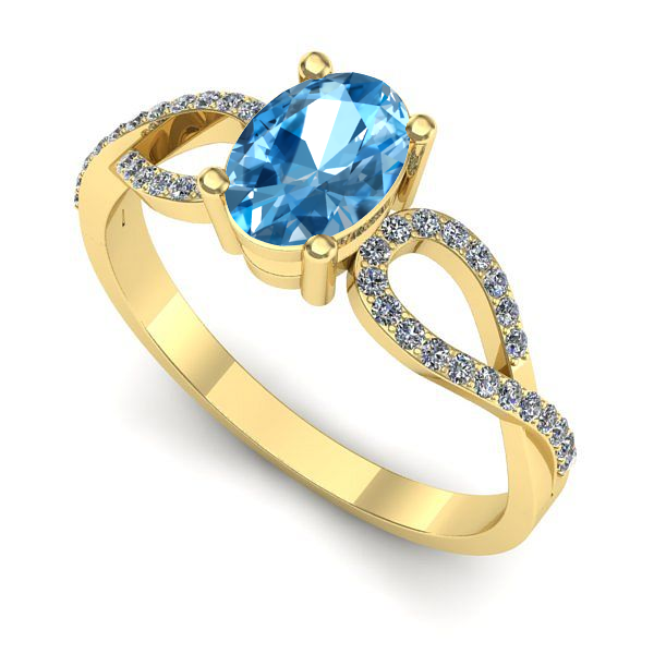 Inel din aur galben cu topaz blue