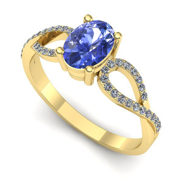 Inel de logodna din aur galben cu tanzanit