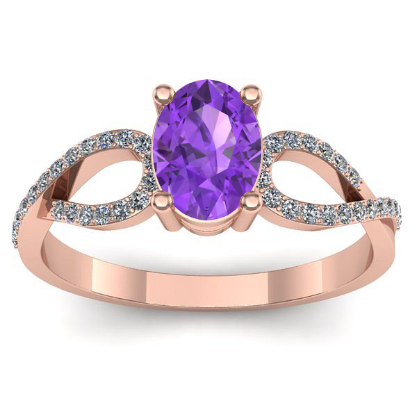 Inel cu ametist oval