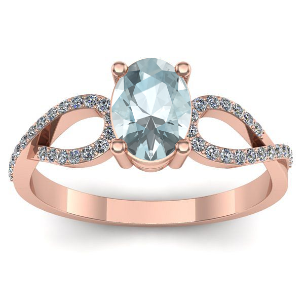Inel de logodna cu aquamarin oval