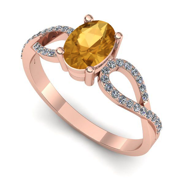 Inel logodna din aur roz cu citrin