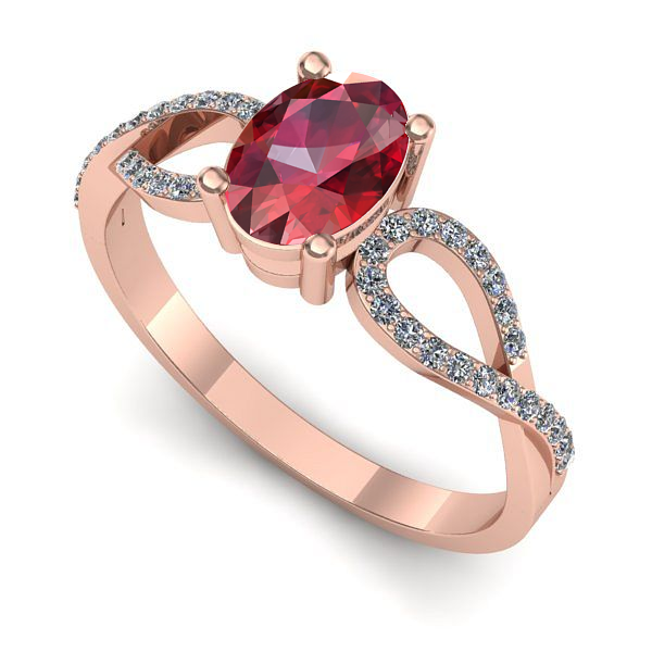 Inel logodna din aur roz cu rubin