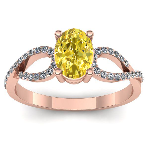Inel logodna cu safir galben oval
