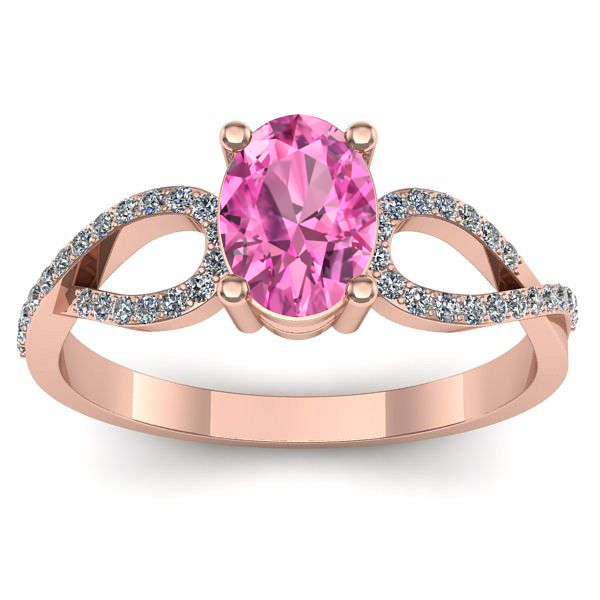 Inel cu safir roz oval