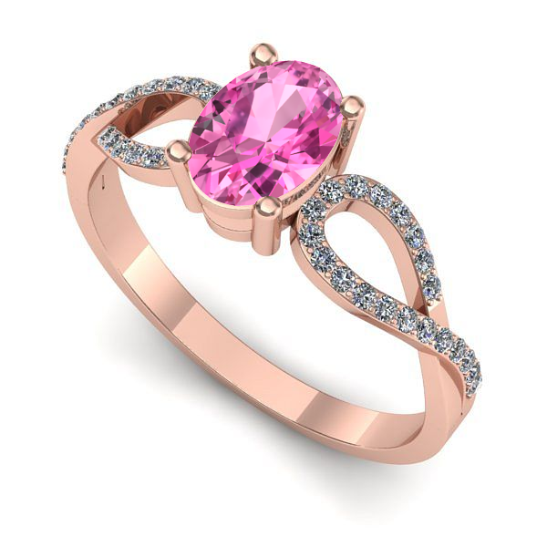 Inel din aur roz cu safir roz