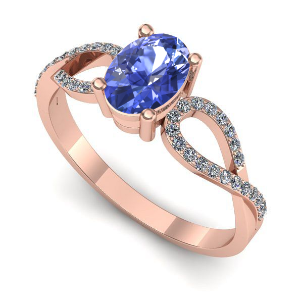 Inel logodna din aur roz cu tanzanit