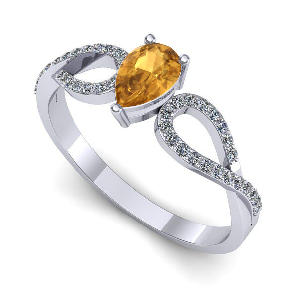 Inel de logodna din aur alb cu citrin