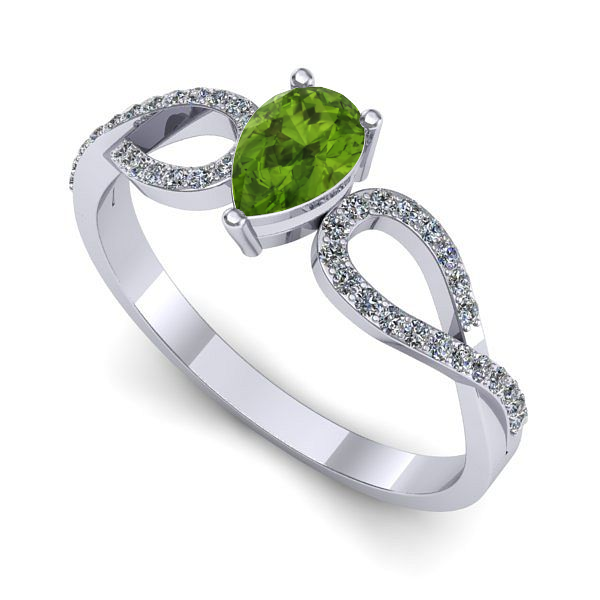 Inel din aur alb cu peridot