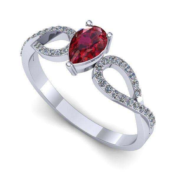 Inel de logodna din aur alb cu rubin