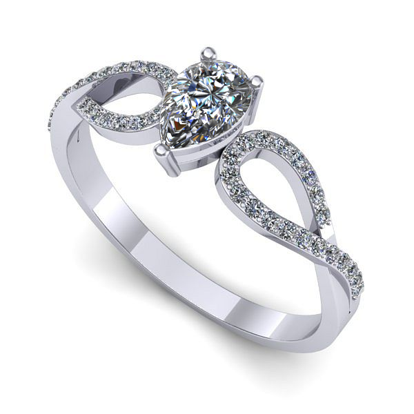 Inel logodna din aur alb cu safir alb