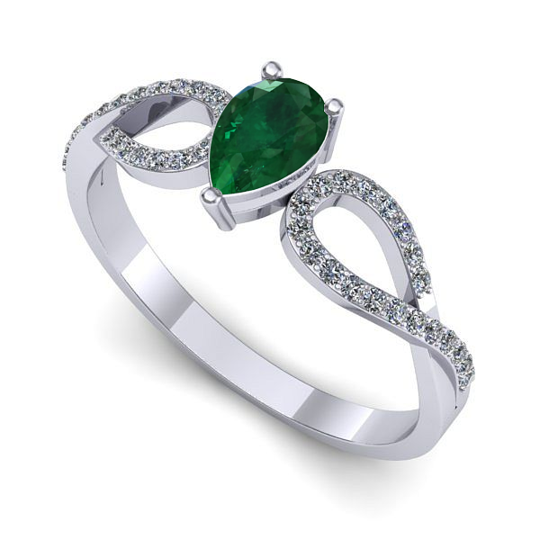 Inel din aur alb cu smarald