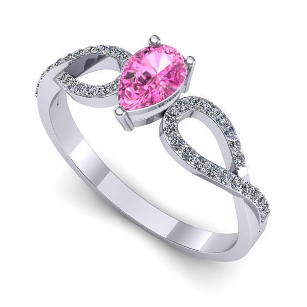 Inel din aur alb cu safir roz