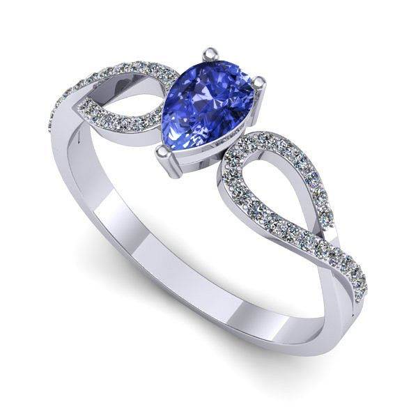 Inel de logodna din aur alb cu tanzanit