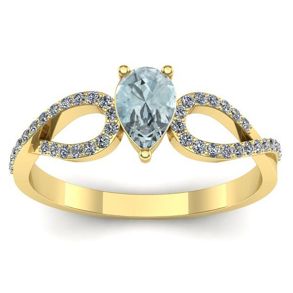 Inel cu aquamarin lacrima