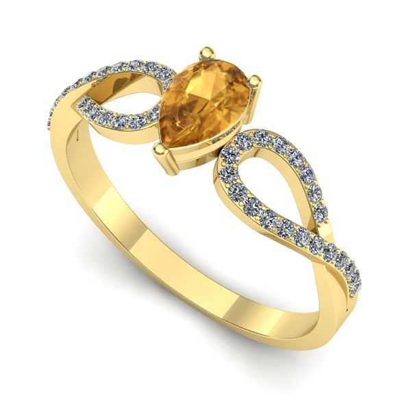 Inel logodna din aur galben cu citrin