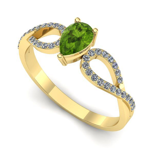 Inel de logodna din aur galben cu peridot