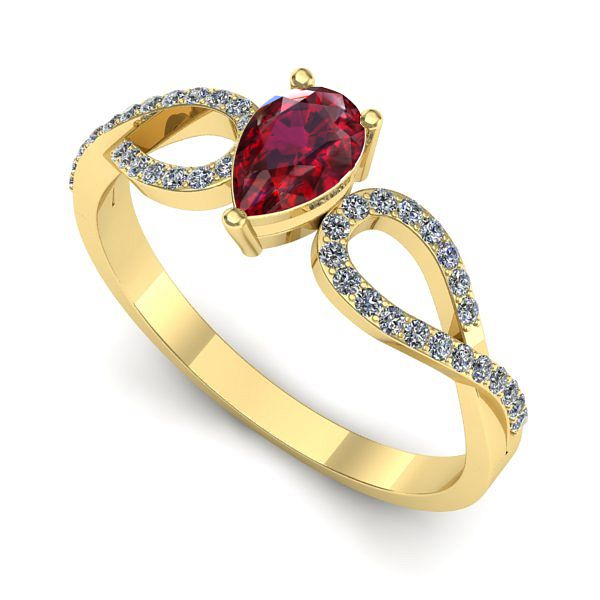 Inel de logodna din aur galben cu rubin