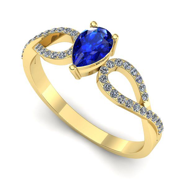 Inel logodna din aur galben cu safir