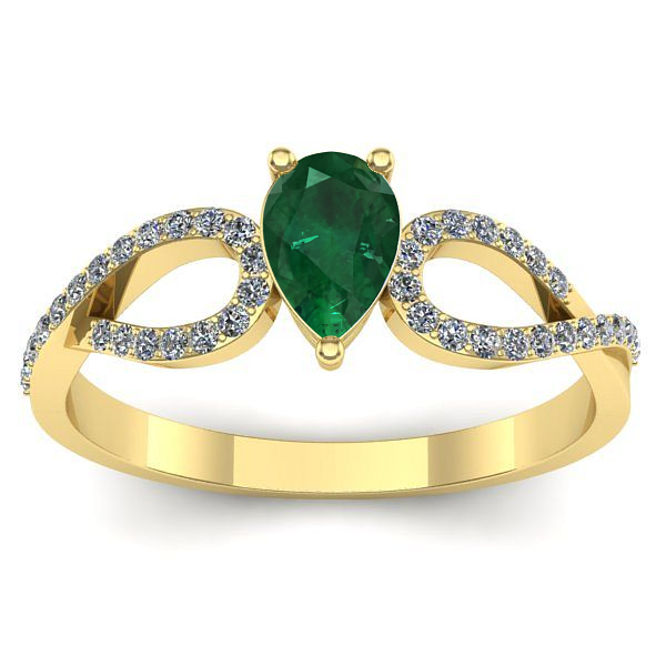 Inel logodna cu smarald lacrima