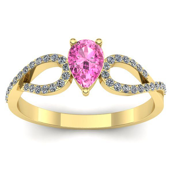 Inel de logodna cu safir roz lacrima