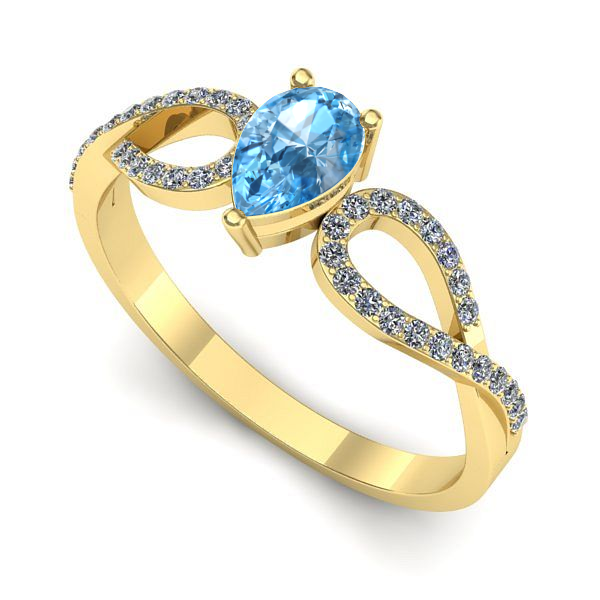 Inel din aur galben cu topaz blue