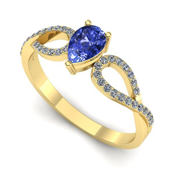 Inel logodna din aur galben cu tanzanit