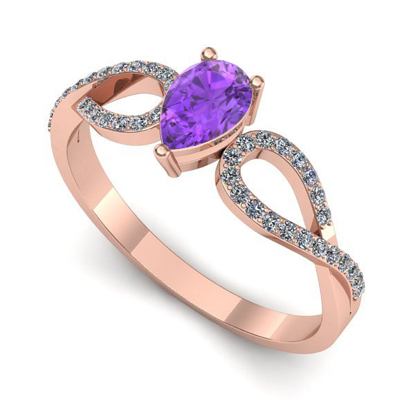 Inel din aur roz cu ametist