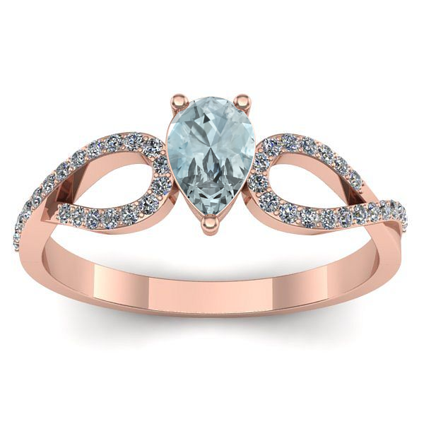 Inel de logodna cu aquamarin lacrima