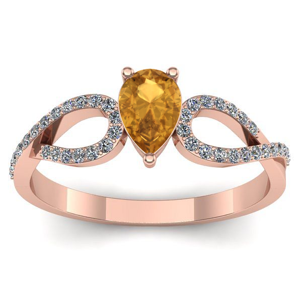 Inel cu citrin lacrima