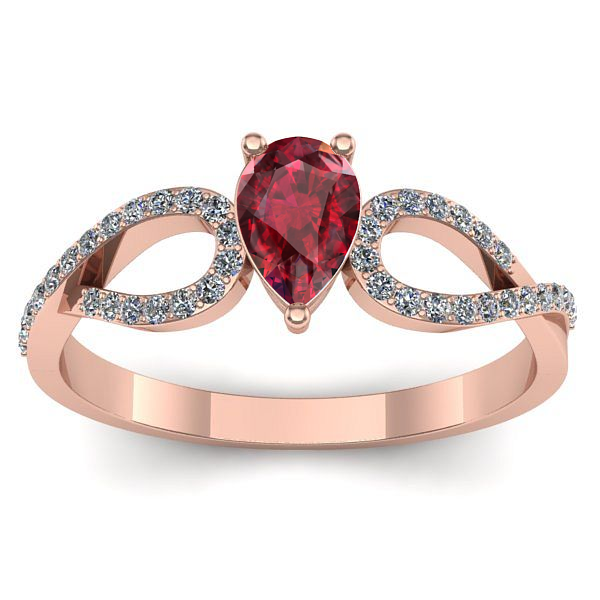 Inel logodna cu rubin lacrima