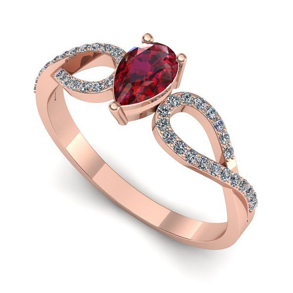 Inel logodna din aur roz cu rubin