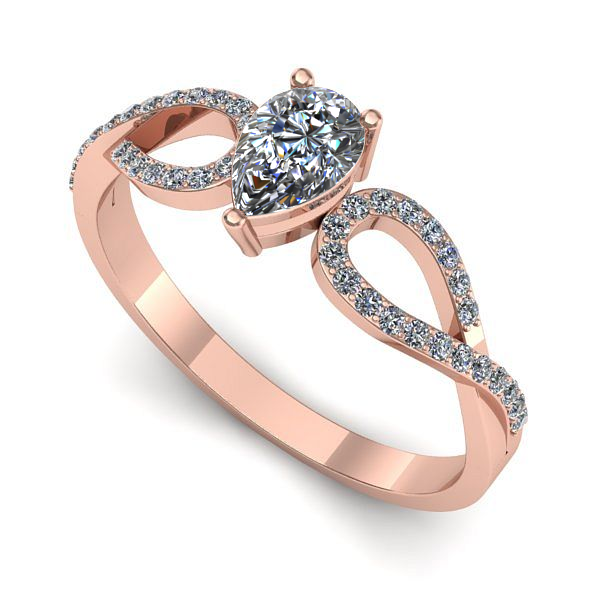 Inel de logodna din aur roz cu safir alb