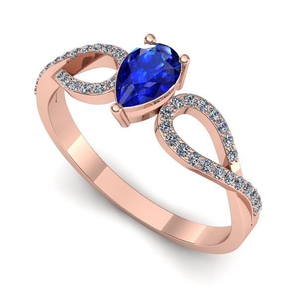 Inel din aur roz cu safir